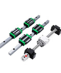 Top Tier Miniature Bearing Steel Linear Motion Rail Kit Featuring Four Hgw20cc Sliders One Sfu2005 Precision Ball Screw And Dual Hgr20 Guide Rails assembly with linear motion components.