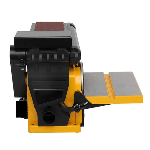 Badass Heavy Duty Two In One Belt Disc Combo Sander Grinds Wood Metal Plastic With Kick Ass Motor For Fast Sanding And Smoothing Woodworking Tasks Nationwide, side view showing compact design.