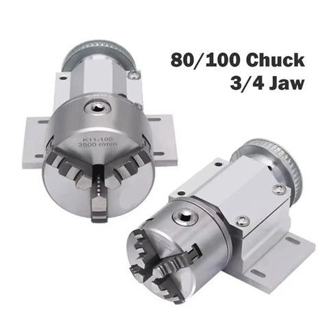 Versatile 3 Jaw And 4 Jaw Chuck Set For CNC Router And Woodworking Projects with heavy-duty steel construction, side view.