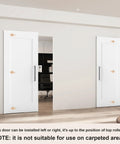 Straight Up Smooth Concealed Sliding Barn Door With Soft Close Hardware Kit Primed Interior Room Divider in modern home setting.