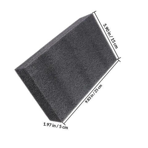 Two Piece Black Polyethylene Foam Pads Deliver Kickass Shock Resistant Cushioning for Heavy Duty Tool Storage showing one pad size 15x25x5 cm.
