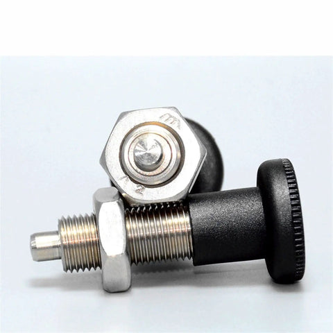Pro Grade Spring Loaded Index Plungers With Smooth Screw Adjustment Rock Solid Steel Locating Pins For Precision Equipment Alignment Fast Setup One Piece Pack Built Tough And Ready For Any Real World Job, close-up of components.