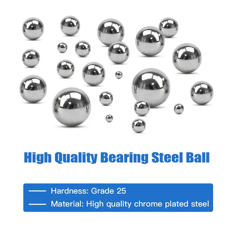 Top Shelf Sae Precision Chrome Steel Ball Bearings 500 Piece Assorted Bike Tool Kit Featuring Eleven Precise Loose Metal Sizes From 3 32 To 13 32 Inches For Heavy Duty Assembly And Quick Fixes chrome steel balls in various sizes