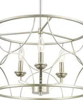 Landree Collection Three Light Luxe Chandelier With Golden Candelabra Glowing Inside A Sinuous Metal Cage In Silver Ridge Gray Finish