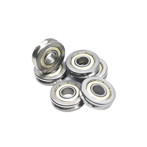Built Rock Solid Premium V Groove Guide Pulley And Sealed Linear Rail Bearing With Heavy Duty Carbon Steel Sheave in a set of six.