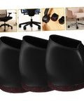 3 black 25 Pack Salon Chair Caster Cups Wheel Protectors Hella Tough Silicone Floor Savers for office chairs, protecting floors.