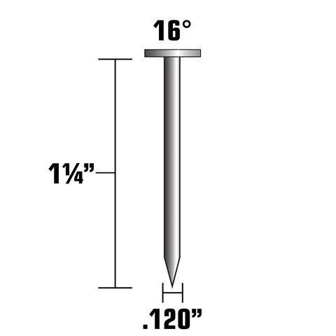 Illustration of One And A Quarter Inch Pneumatic Roofing Nails 7,200 Count Electro Galvanized Full Round Head 16 Degree Smooth Shank