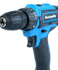 Heavy Duty 21V Brushless Cordless Drill Set With Badass Torque Two Speed Modes And Complete Screwdriver Bits For Concrete Metal Chores And Rapid Pro Diy Builds Today close-up of the drill's chuck and controls.
