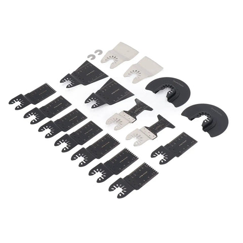 18 Piece Do It All Oscillating Multitool Blade Kit With High Carbon Steel Blades for wood, plastic, drywall, flush, and plunge cuts