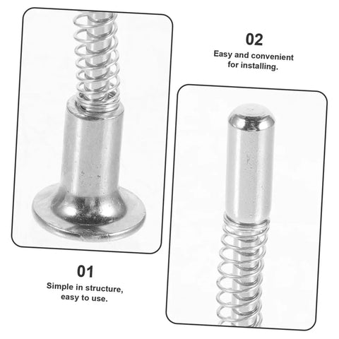 Close-up of Dope Spring Loaded Crib Latch Replacement Kit with plunger pins for easy install and adjustments, 6 pack iron latches.