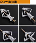 Plastic Toggle Anchors With Screws 50 Pack Wall Plug Set for Drywall, shown in flat lay with foldable butterfly design.