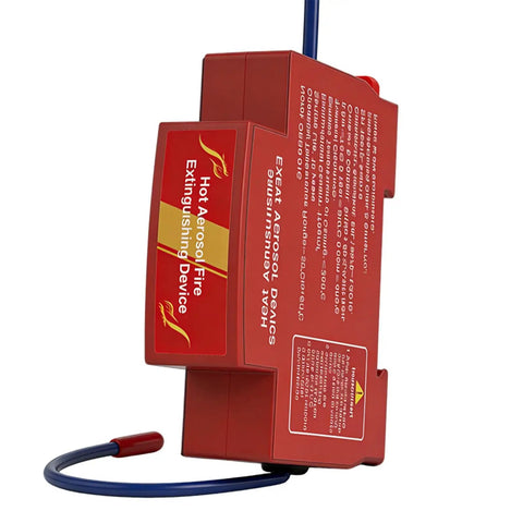 Heavy Duty Automatic Engine Fire Suppressor Self Activating 30g Aerosol Extinguisher with thermal trigger and red casing.