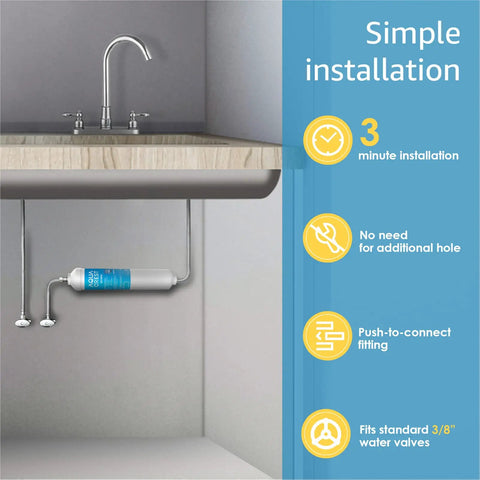 Top Tier Under Sink Water Filter System With Slick Direct Connect Setup And Heavy Duty Coconut Shell Activated Carbon, simple installation view.