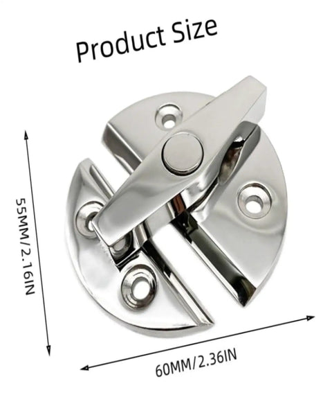 Kickass Marine Door Latch Made From Premium 316 Stainless Steel Twist Catch and Rounded Turn Button for Boat Cabinets, shown with dimensions of 55mm and 60mm.