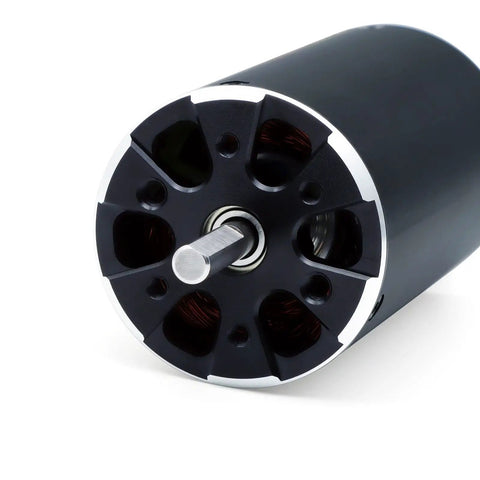 Close-up of Rock Solid Brushless RC Boat Motor With Heavy Duty Water Cooling Jacket High Torque 920KV 4 Pole Design 5MM Shaft.
