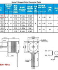 Solid Smooth XYZ Axis Slide With T06 Trapezoidal Lead Screw Linear Rail Motor Kit For Motorized Gantry Stage And Precise Z Axis 50mm Stroke Travel Ideal For CNC Router Mods And 3D Printer Upgrades That Crave Top Precision Built Tough For Pro Jobs. NEMA 11 stepper motor spec chart and dimension drawing