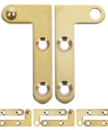 360 Degree Rotating Pivot Hinge Set For Concealed And Secret Doors Seamless Swivel Frame Hardware For Cabinets Windows French Doors With No Sweat Setup And Smooth Glide Action in gold finish with different pivot hinges.