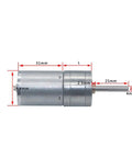 Beast Mode Low Speed High Torque DC Geared Motor 6V 12V 24V, silver, 4mm shaft, compact design for robotics projects.