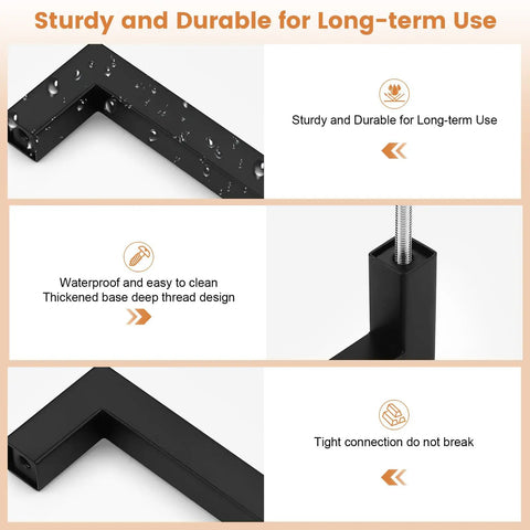 Solid Flat Black Square Cabinet Pulls, Built Tough Stainless Steel Drawer Handles with waterproof thickened base design