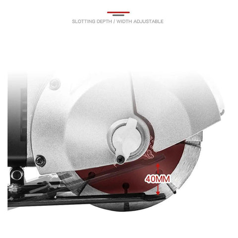 Heavy Lifter 4800W Electric Wall Chaser With Adjustable Depth And Width For Concrete Brick Masonry Groove Cutting Plus 180 Degree Handle Rotation And Rotatable Guard For Knockout Smooth Operation On The Daily Grind slotted depth and width adjustable mechanism with 40mm cutting depth