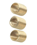 Close-up of Gold Aluminum Shift Knob Thread Adapter Kit 3 Piece M10x1.25 M10x1.5 M8x1.25 Nut Insert Set showing adapters