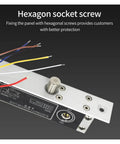 Hexagon socket screw and wiring detail for Built Different Heavy Duty Electric Magnetic Deadbolt Lock With Normally Closed Electromagnetic Design That Locks Down During Blackouts Or Cut Wires To Keep Your House Safe Includes Emergency Key For Rock Solid Daily Home Protection.