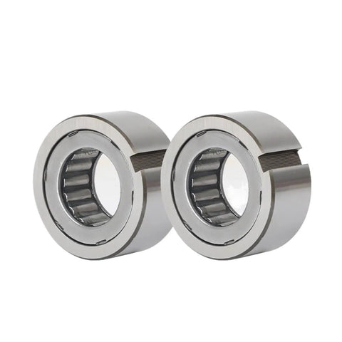Shop Grade B214 Cam Clutch One Way Needle Roller Bearing With Keyway, two units, stainless steel with inner needle roller for use in machines.