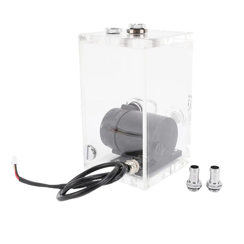 Jiawu 850Ml Computer Water Pump Reservoir Combo Featuring Quiet Operation And Sturdy Acrylic Construction, showing clear acrylic tank and pump.
