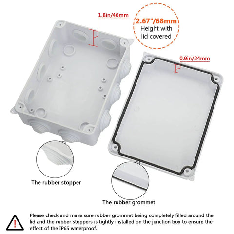 ABS Plastic IP65 Dustproof Waterproof Junction Box Universal Electrical Project Enclosure White 5.9 x 4.3 x 2.8 Inch