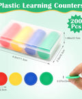 200 Piece Plastic Learning Counters Set With Storage Box In Four Colors For Math Counting Bingo And Classroom Games