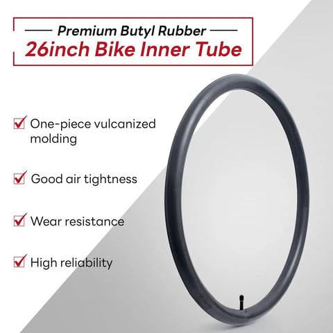 26x1.50 To 1.75 Bike Inner Tube With Schrader Valve For 26 Inch Road Mountain City And Cruiser Bikes Your Go To Replacement Durable Tube Easy Inflation Fits Most 26 Inch Bikes, premium butyl rubber.