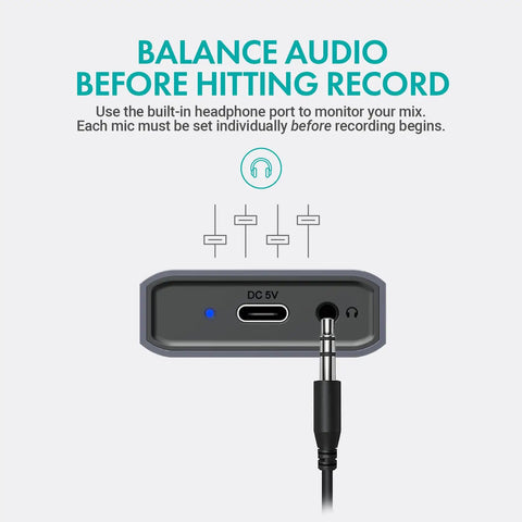 Level Up Your Streams With This Sick Two Person Podcast Bundle Packed With Dual Plug And Play Condenser Mics Four Port Usb Hub And Tough Shield Case For Live Recording Sessions - Headphone port for audio monitoring.