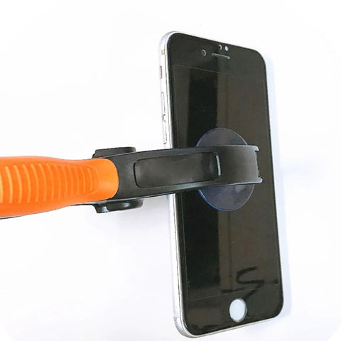Pro Screen Separator Tool With 4cm Suction Cups For Smartphone Tablet And Laptop Screens, Heavy Duty ABS Build, in use on phone