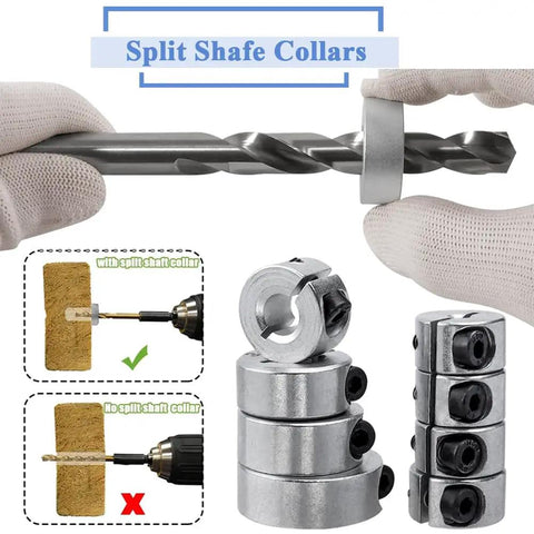 8 Pcs Drill Bit Stop Collar Set With Split Rings And M5 Set Screws, Depth Stop Collar Kit for precise drilling depth control