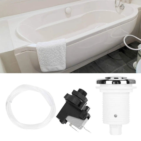 Easy Install 250V Spa Pool Push Air Button Switch Kit For Home Use with stainless steel body, switch, and tubing setup