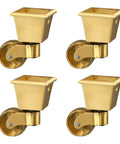 Solid Brass Caster Wheels For Furniture Pack Of Four 32Mm Heavy Duty Swivel Rollers Polished Finish Square Cup Base