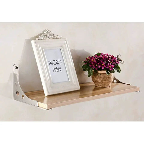 Heavy Duty Shelf Brackets 4 Pack 8 Inch Stainless Steel Wall Corner Supports white shelf with photo frame and flower pot