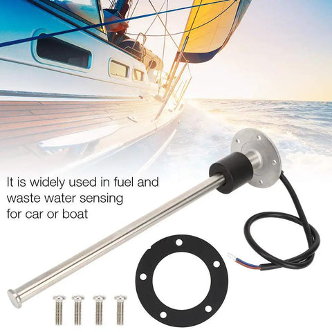 Durable 316 Stainless Steel Boat Fuel Tank Sending Unit With Darn Tough IP67 Waterproof Seal And Dead Simple Gauge Float Sensor Built For RV Pickup Truck Camper Van 200Mm on a boat with accessories.