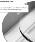 Close-up of the smooth edge design featuring the Slick Heavy Duty Stainless Steel Lazy Susan Rotating Turntable for Dining Tables.