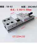 Rock Solid Five Inch Manual Flat Vice With Dead On Accuracy For Cnc Milling And Grinding Machines Built Tough Heavy Duty Clamp with smooth turning knobs.