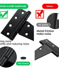 Heavy Duty Six Inch T Strap Gate Hinges Black Six Pack With Complete Hardware Set For Quick Install visible with gasket comparison.