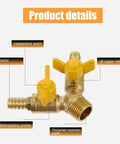 Heavy Duty Brass Y Type Gas Ball Valve With Solid Three Way Build And Dual Quick Hook Up Port Fittings For Dead Shut Off Seal Dependable Pipe Heater Regulation And Easy Twist Operation Daily - Close-up view highlighting connectors and independent switch features.
