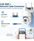 Dope 4K PTZ WiFi Security Camera With Smart Auto Tracking And Dual Night Vision Smooth Ball Design with 2.4G WiFi and network cable.