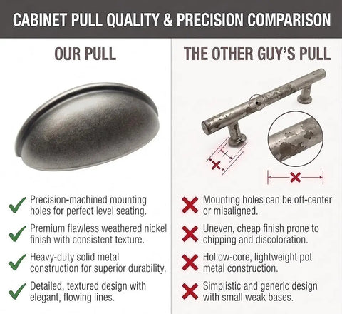 Top Tier Weathered Nickel Cabinet Handles 25 Pack 3 Inch Hole Spacing For Kitchens And Baths Featuring Rock Solid Build and quality comparison image.