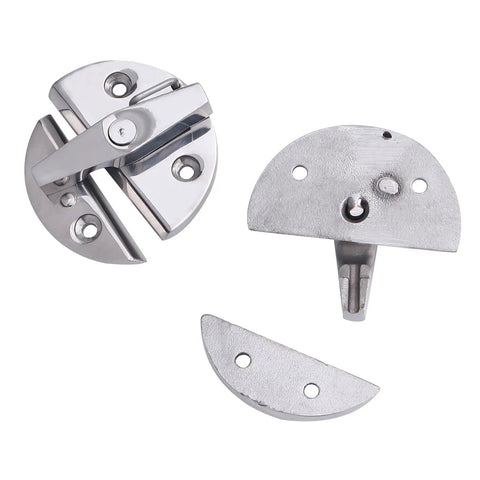 Heavy Duty 316 Stainless Steel Twist Catch Latch Kit For Marine Boat Trunks And Hard Shell Hatches showing components with a smooth finish.