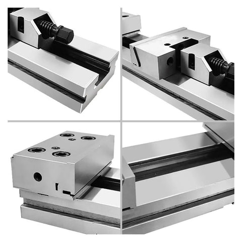 5 Inch High Precision Manual Flat Tool Maker Vise with Knockout Precision and Rock Solid Grip, showing clamping jaws for CNC milling.