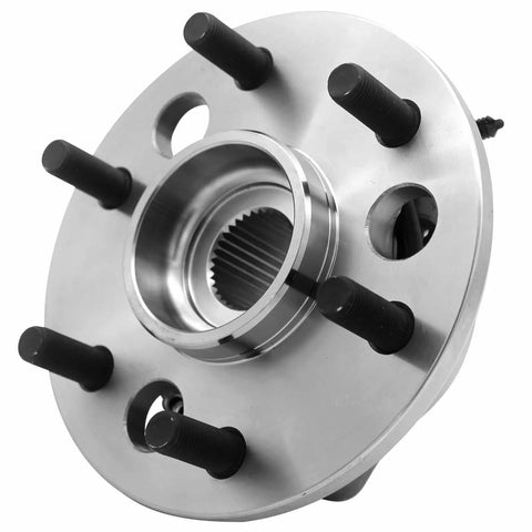 Beefed Up Front Wheel Bearing Hub Assembly 6 Lug 4WD With Abs Wire Zero Drag Low Runout Build For Chevy Tahoe And Cadillac Escalade 1995 To 2000 showing front view with six bolts.