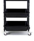 Four Piece Set Of Premium Swivel Caster Wheels With Safety Brake And M10x30 Stem For Lightweight Trolley Jobs That Roll Smooth As Butter On Any Hard Surface Without Scratching Your Favorite Flooring on a black trolley.