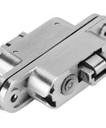 Front view of Two Pack Concealed 180 Degree Cross Door Hinges With Zinc Alloy Construction for gate, cupboard, and furniture hardware set.