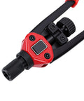 Close-up of Rivet Nut Tool Kit With Interchangeable Mandrels showing red and black handle detail